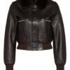 maje Birman Lederblouson mit Echtfell, Braun