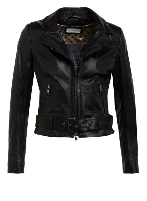 SCHYIA Manja Lederjacke Damen, Schwarz