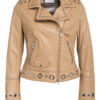 SCHYIA Lederjacke mit Nieten, Beige