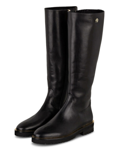 AIGNER Ava Stiefel, Lederstiefel, Schwarz