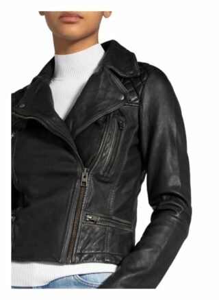 All Saints Cargo Biker Lederjacke, Schwarz