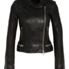 All Saints Conroy Lederjacke, Schwarz