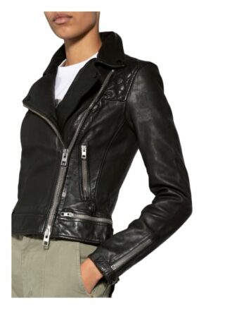 All Saints Conroy Lederjacke, Schwarz