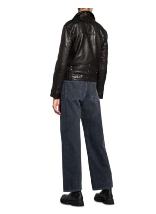 All Saints Luna Lederjacke, Schwarz