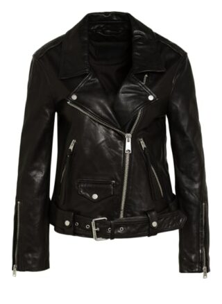 All Saints Luna Lederjacke, Schwarz