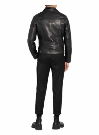 ALL SAINTS Milo Lederjacke Herren, Schwarz