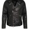 ALL SAINTS Milo Lederjacke Herren, Schwarz