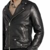 ALL SAINTS Milo Lederjacke Herren, Schwarz