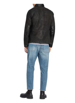 ALL SAINTS Survey Lederjacke Herren, Grau
