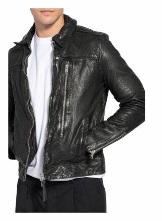 All Saints Swithin Lederjacke, Schwarz