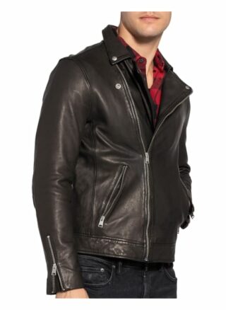 ALL SAINTS Tyson Lederjacke Herren, Schwarz