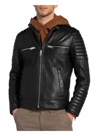 BOSS Jakoby Lederjacke, Schwarz