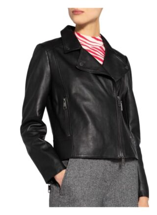 BOSS Sajuana Lederjacke, Schwarz