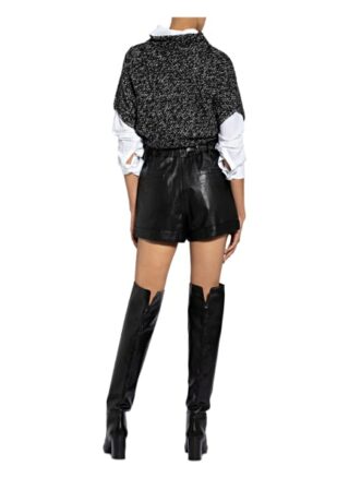 Ba&Sh Paperbag-Ledershorts Kate, Schwarz