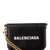 Balenciaga Geldbörse mit Schulterkette, Schwarz