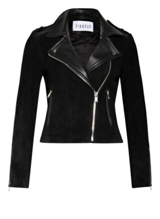 Claudie Pierlot Carma Velourslederjacke, Schwarz