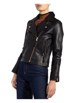 Claudie Pierlot Castle Lederjacke, Schwarz