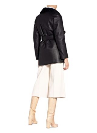 Claudie Pierlot Lederjacke mit Lammfell, Blau