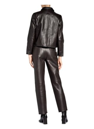Ganni Lederjacke Damen, Braun