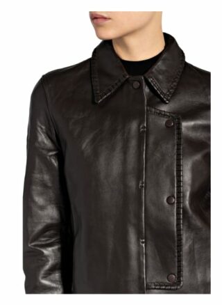 Ganni Lederjacke Damen, Braun