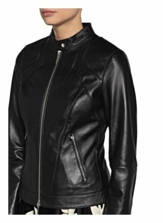HUGO Lajesa Lederjacke, Schwarz