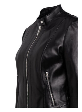 HUGO Lonia Lederjacke, Schwarz