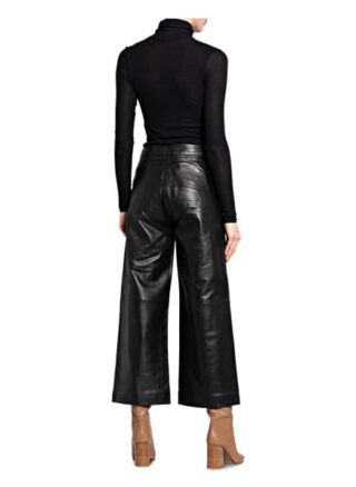 Just Female Leder-Culottes, Schwarz