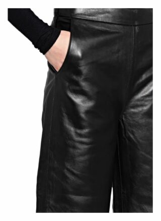 Just Female Leder-Culottes, Schwarz