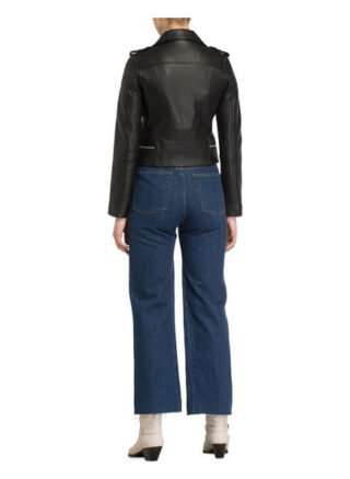 Maje Basalt Lederjacke, Schwarz