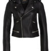 Maje Basalt Lederjacke, Schwarz
