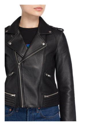 Maje Basalt Lederjacke, Schwarz