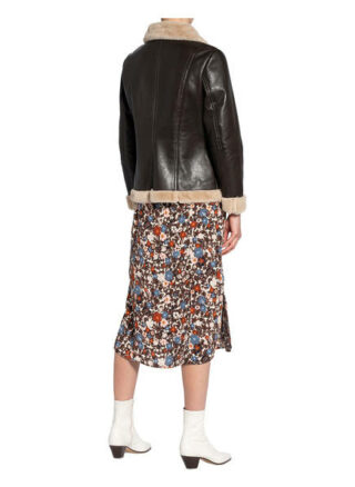 Milestone Jakoba Lederjacke mit Kunstfell, Braun