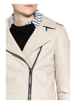 Oui Lederjacke Damen, Beige
