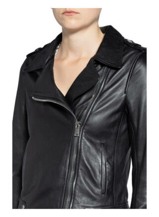 Oui Lederjacke Damen, Schwarz