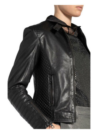 Set Lederjacke Damen, Schwarz