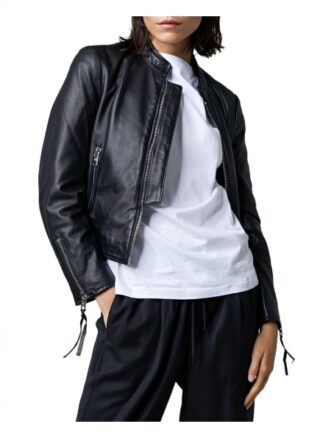 Tigha Essential Racer Lederjacke, Schwarz