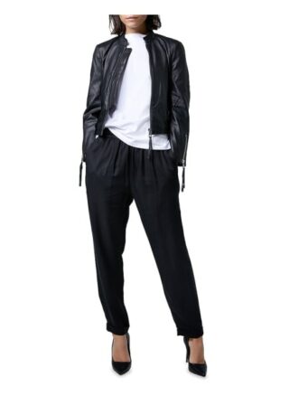 Tigha Essential Racer Lederjacke, Schwarz