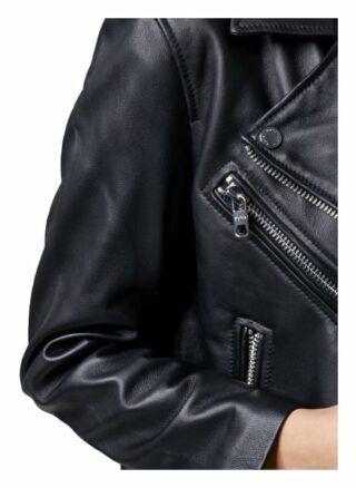 Tigha Iconic Biker Lederjacke, Schwarz