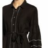 120%Lino Hemdblusenkleid aus Leinen mit Glitzergarn, Schwarz