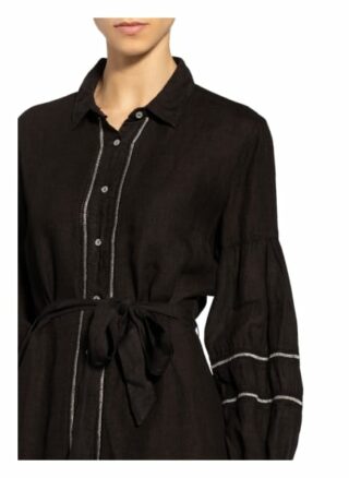 120%Lino Hemdblusenkleid aus Leinen mit Glitzergarn, Schwarz