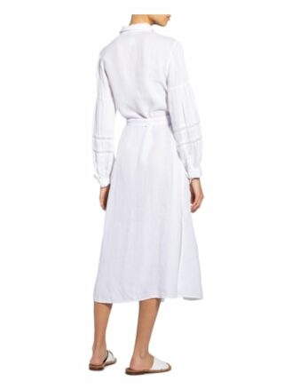 120%Lino Hemdblusenkleid aus Leinen mit Glitzergarn, Weiß