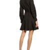 120%Lino Leinenkleid mit Lochspitze, Schwarz