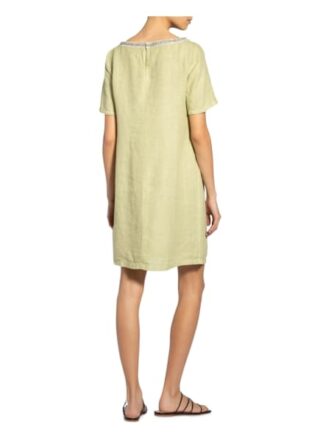 120%Lino Leinenkleid mit Schmucksteinbesatz, Grün