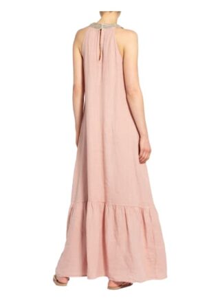 120%Lino Leinenkleid mit Schmucksteinbesatz, Pink