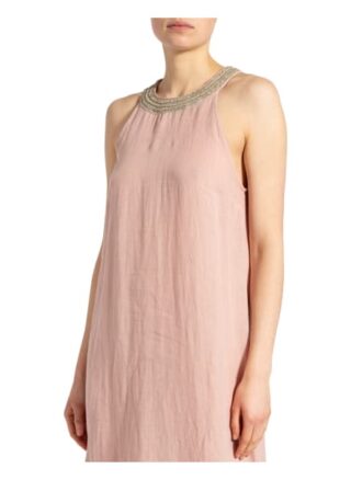 120%Lino Leinenkleid mit Schmucksteinbesatz, Pink