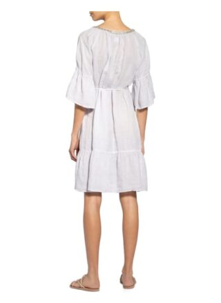 120%Lino Leinenkleid mit Schmucksteinbesatz, Silber