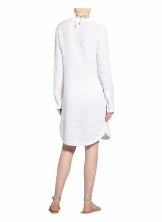 120%Lino Leinenkleid mit Schmucksteinbesatz, Weiß
