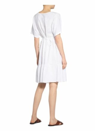 120%Lino Leinenkleid mit Spitzeneinsatz, Weiß