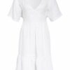 120%Lino Leinenkleid mit Spitzeneinsatz, Weiß
