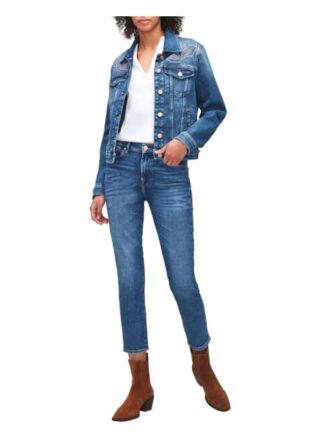 7 For All Mankind Modern Trucker Jeansjacke Damen, Blau